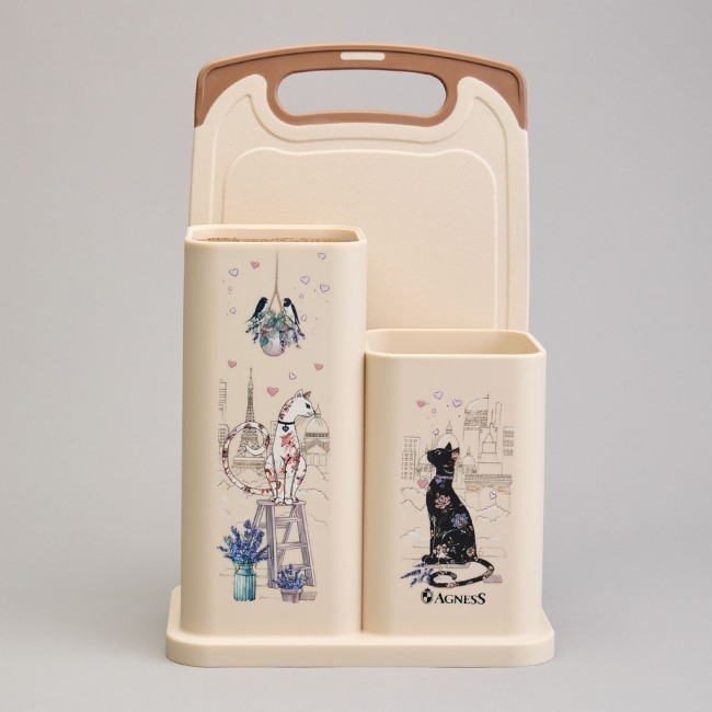 Набор agness из подставки и доски, серия "lavender cats" Agness (671-210)