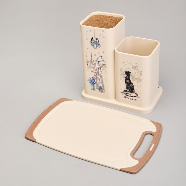 Набор agness из подставки и доски, серия "lavender cats" Agness (671-210)