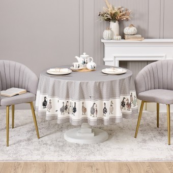 Скатерть круглая "family farm" 190 см , серый ,100% хлопок , твил, пропитка Lefard (850-750-22) Скатерть круглая "family farm" 190 см , серый ,100% хлопок , твил, пропитка Lefard (850-750-22)