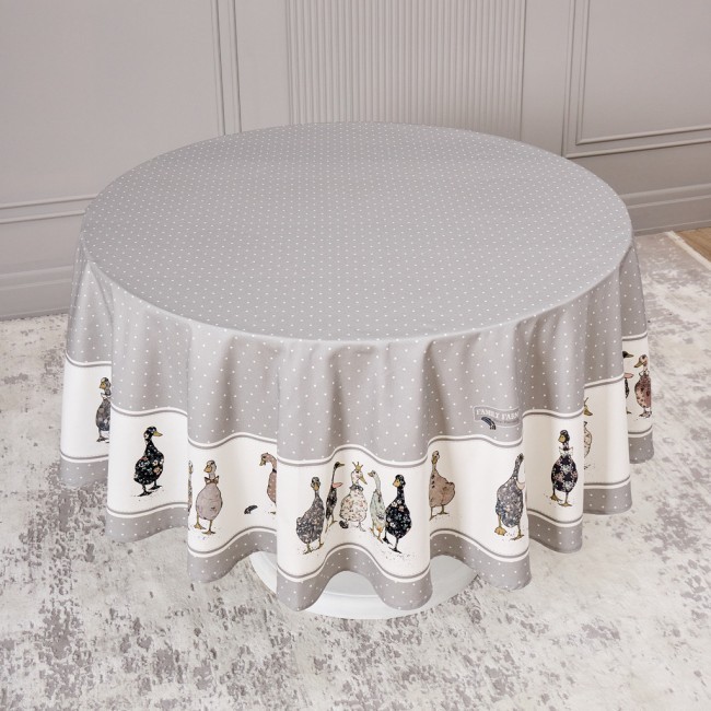 Скатерть круглая "family farm" 190 см , серый ,100% хлопок , твил, пропитка Lefard (850-750-22)