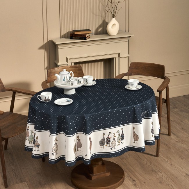 Скатерть овальная "family farm" 140х180см ,синий,100% хлопок,твил,с пропиткой Lefard (850-742-27)