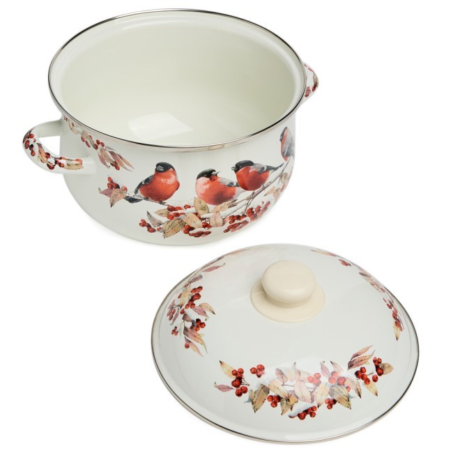 Кастрюля agness эмалированная с эмал.крышкой серия "снегири", 3.6 л, 22*13 см Agness (934-748) Кастрюля agness эмалированная с эмал.крышкой серия "снегири", 3.6 л, 22*13 см Agness (934-748)
