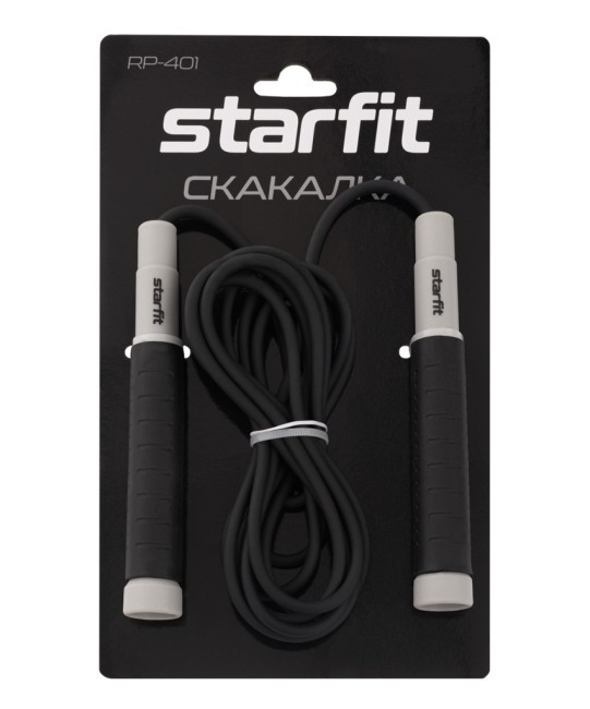 Скакалка Starfit RP-401, c силиконовыми ручками, 3 м, черный (2108091)
