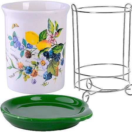 Подставка с кухонными приборами Лесные ягоды с лимонами дол/дер/жел LR (60158)