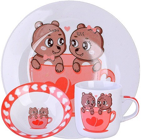 Детский набор посуды 3пр Мишки LR (60406) Детский набор посуды 3пр Мишки LR (60406)