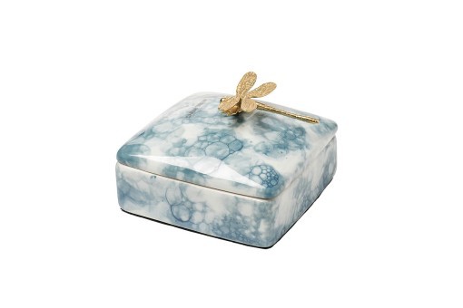 Шкатулка голубая со стрекозой 13*13*9см (TT-00010206)
