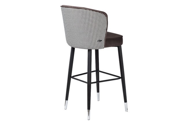 Cтул барный велюр серо-коричневый 54*54*106см с ч/б спинкой (TT-00008639) Cтул барный велюр серо-коричневый 54*54*106см с ч/б спинкой (TT-00008639)