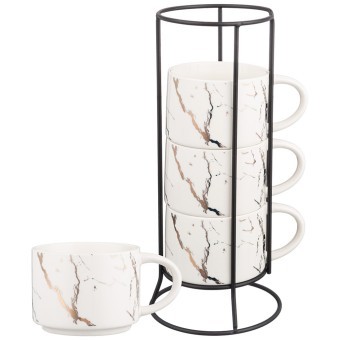 Набор кружек на металл. подставке lefard "fantasy" 4 шт. 300 мл Lefard (42-441)