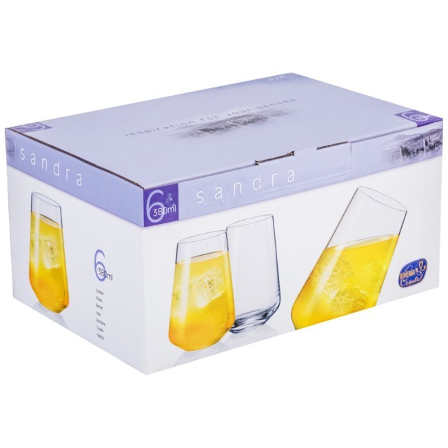 Набор стаканов из 6 шт."sandra" 380 мл. высота=12 см. Bohemia Crystal (674-615)