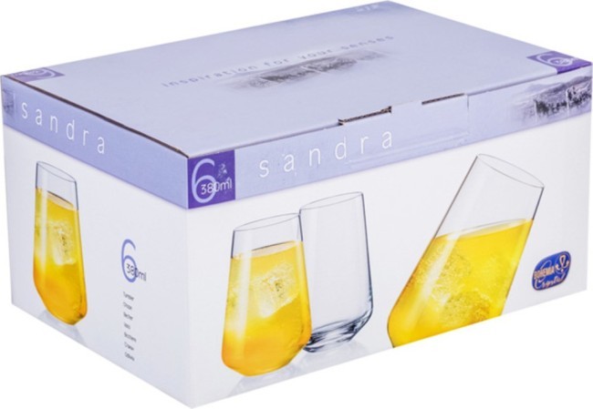 Набор стаканов из 6 шт."sandra" 380 мл. высота=12 см. Bohemia Crystal (674-615)
