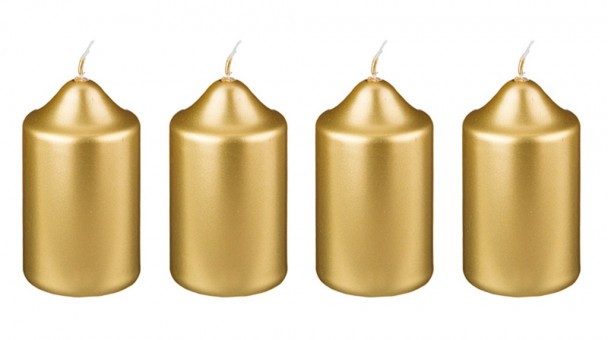 Набор свечей из 4 шт. 8*4 см. золотой металлик Adpal (348-447)