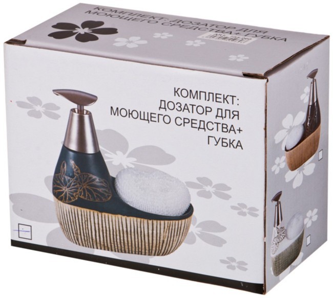 Комплект:дозатор для моющего средства 350 мл.+губка 16*16*9 см. Lefard (755-060) Комплект:дозатор для моющего средства 350 мл.+губка 16*16*9 см. Lefard (755-060)