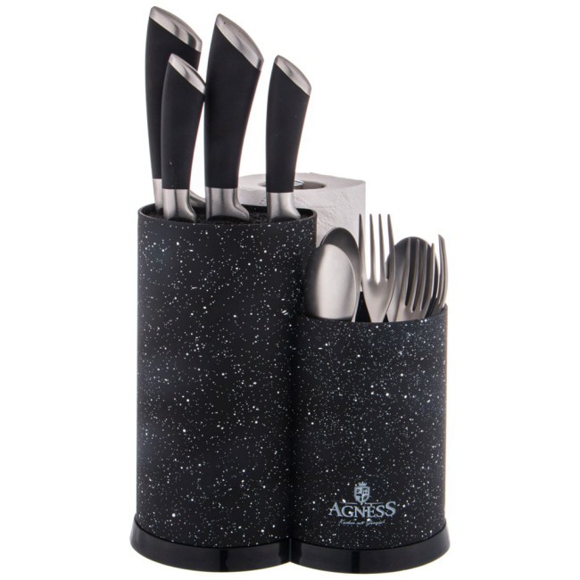 Подставка для ножей agness универсальная c держателем для полотенец, высота: 25*22*16см Agness (911-752)