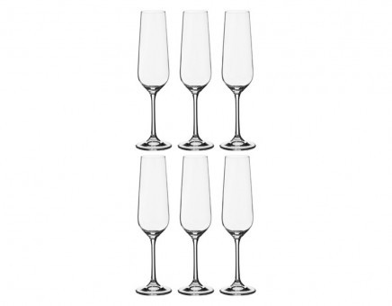 Набор бокалов для шампанского из 6 шт. "dora / strix" 200 мл высота=25 см Crystalite Bohemia (669-194)