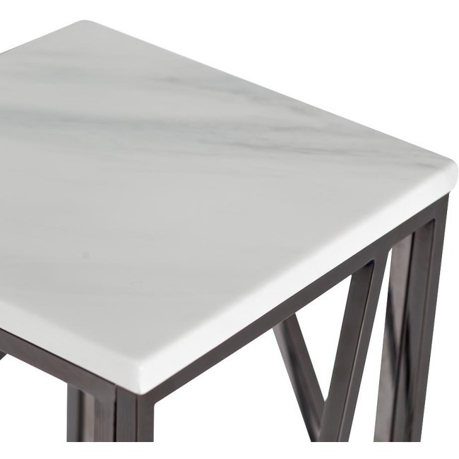 Стол журнальн.высокий, иск.мрам/тем.хром 30*30*75 (TT-00001730)