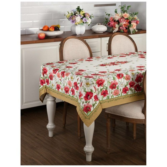 Скатерть "маки" 140х180 ,кремовый, 100% хлопок с пропиткой,твил Lefard (850-731-23) Скатерть "маки" 140х180 ,кремовый, 100% хлопок с пропиткой,твил Lefard (850-731-23)