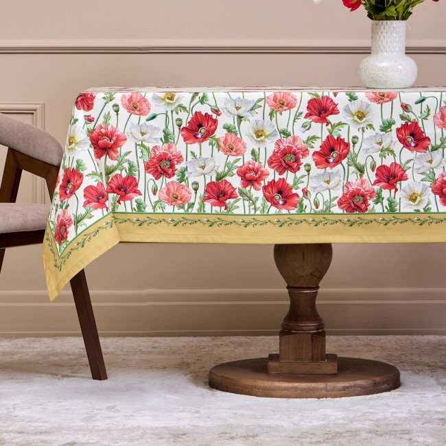 Скатерть "маки" 140х180 ,кремовый, 100% хлопок с пропиткой,твил Lefard (850-731-23) Скатерть "маки" 140х180 ,кремовый, 100% хлопок с пропиткой,твил Lefard (850-731-23)