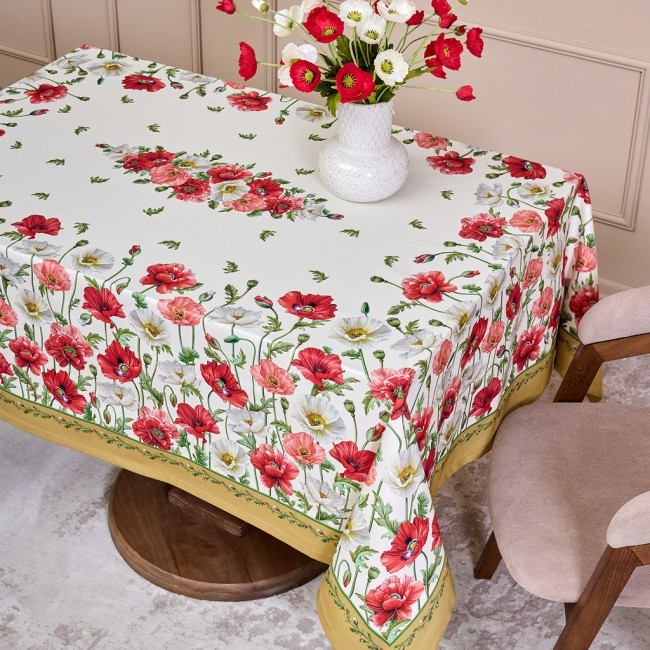Скатерть "маки" 140х180 ,кремовый, 100% хлопок с пропиткой,твил Lefard (850-731-23) Скатерть "маки" 140х180 ,кремовый, 100% хлопок с пропиткой,твил Lefard (850-731-23)