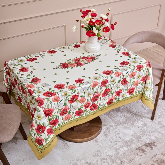 Скатерть "маки" 140х180 ,кремовый, 100% хлопок с пропиткой,твил Lefard (850-731-23) Скатерть "маки" 140х180 ,кремовый, 100% хлопок с пропиткой,твил Lefard (850-731-23)