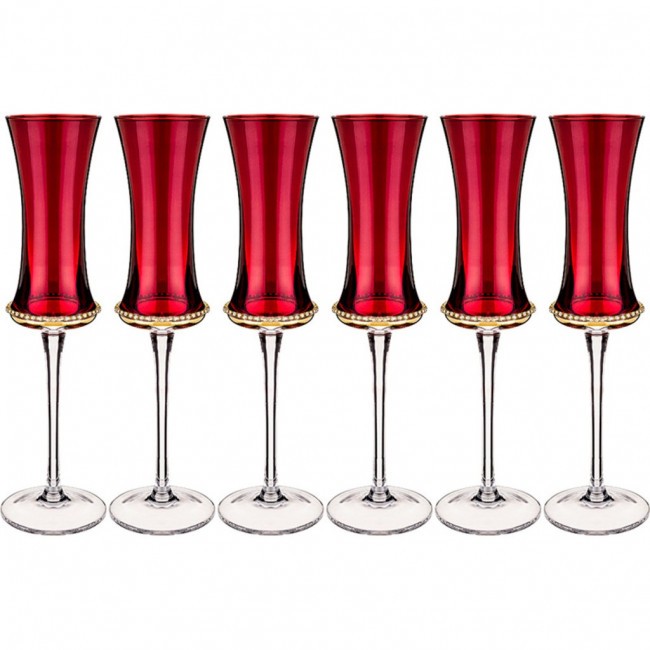 Набор из 6-ти бокалов для шампанского "бургундия" 130 мл. серия "muza color" Dalian Hantai (595-007)