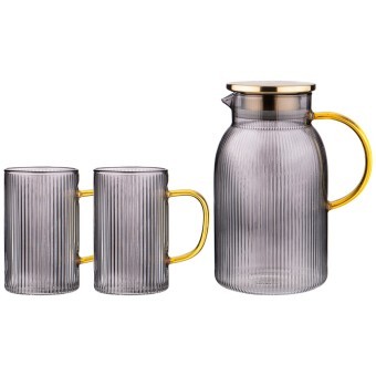 Набор agness "smoky" кувшин с крышкой фильтром 1600 мл + 2 кружки 320 мл цвет:дымчатый Agness (889-151)