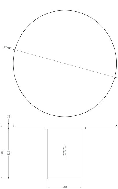 Стол обеденный d150*76см каменная столешница, шпон (TT-00012992)