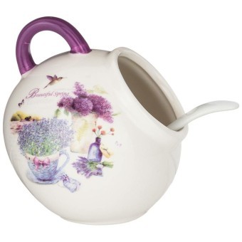 Солонка с ложкой agness "лавандовая весна" 9,5*10 см 170 мл Agness (358-1718)