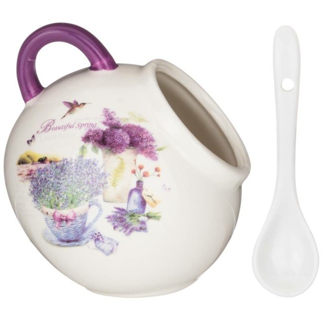 Солонка с ложкой agness "лавандовая весна" 9,5*10 см 170 мл Agness (358-1718)