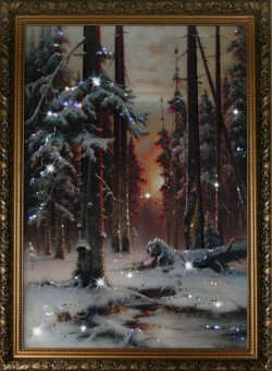 Зимний закат в еловом лесу (1113)