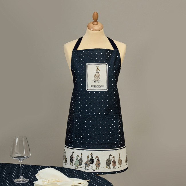 Фартук "family farm", 85х70см 100% хлопок,синий, кайма,твил,пропитка Lefard (850-742-73)