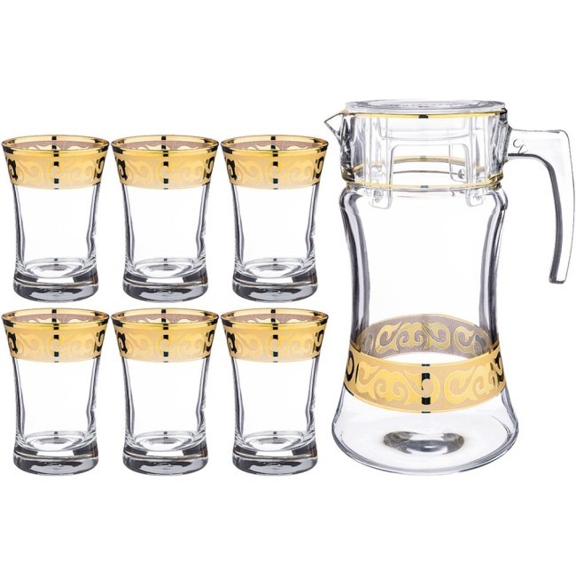 Набор для напитков  7 пр."amber azur" золото кувшин 1,4 л + стаканы 6 шт. 240 мл Алешина Р.р. (484-635)