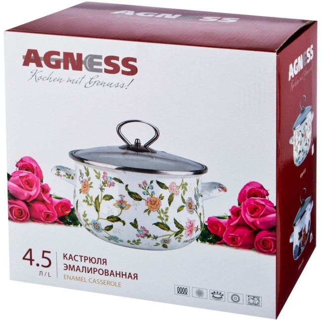 Кастрюля эмалированная с крышкой agness "озорные коты", 4,5л, 24х14см Agness (934-418) Кастрюля эмалированная с крышкой agness "озорные коты", 4,5л, 24х14см Agness (934-418)