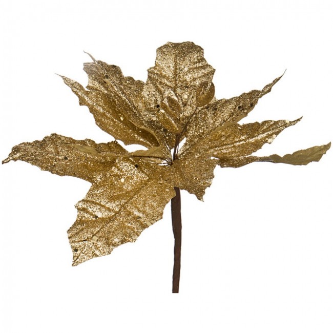 Цветок искусственный "пуансетия" диаметр=25 см. на клипсе. цвет: золото без упаковки Lefard (241-1701)