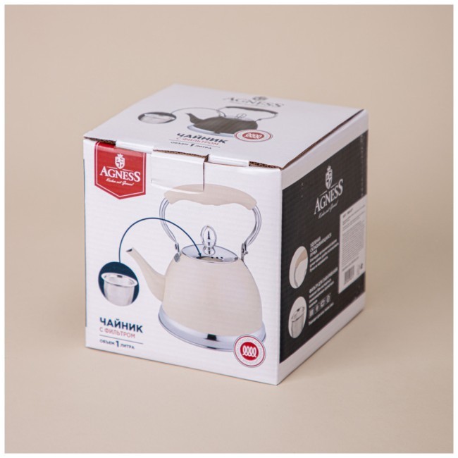 Чайник agness с фильтром, 1,0 л c индукцион. капсульным дном и складывающейся ручкой Agness (908-077)