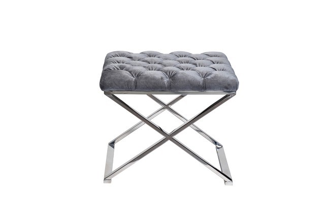 Банкетка велюр серый/хром 52*52*45,5см (TT-00006491)
