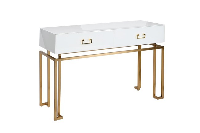 Консоль 2 ящика белая/золото 120*42*77см (TT-00004100) Консоль 2 ящика белая/золото 120*42*77см (TT-00004100)