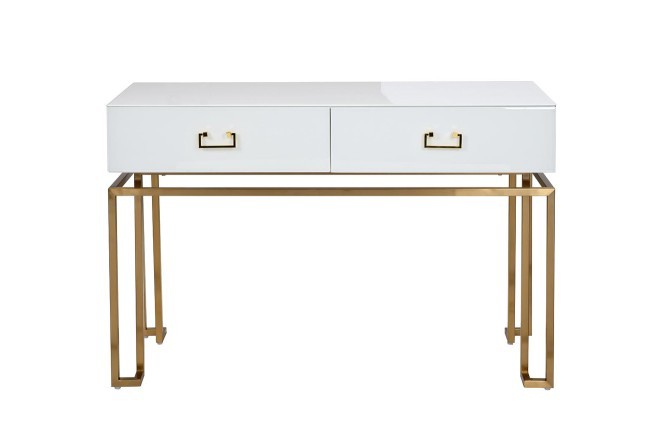 Консоль 2 ящика белая/золото 120*42*77см (TT-00004100) Консоль 2 ящика белая/золото 120*42*77см (TT-00004100)