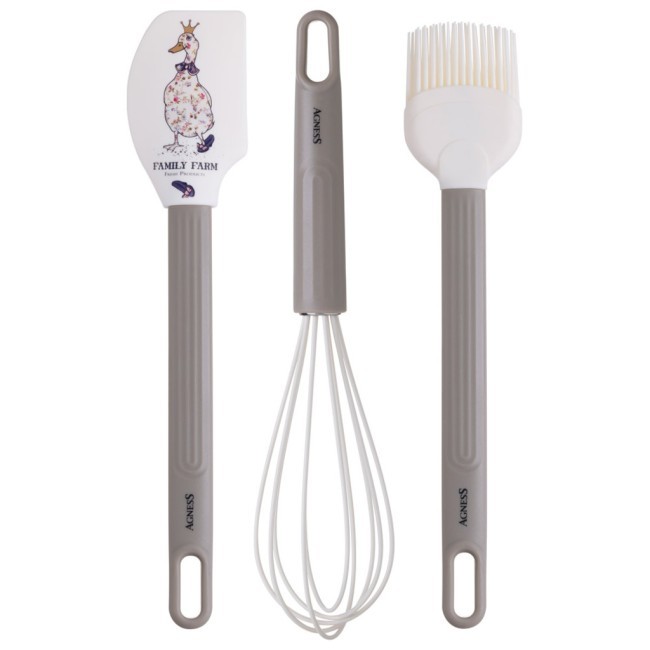 Набор: венчик, лопатка, кисточка agness, 3 предмета, серия "family farm" Agness (671-032)