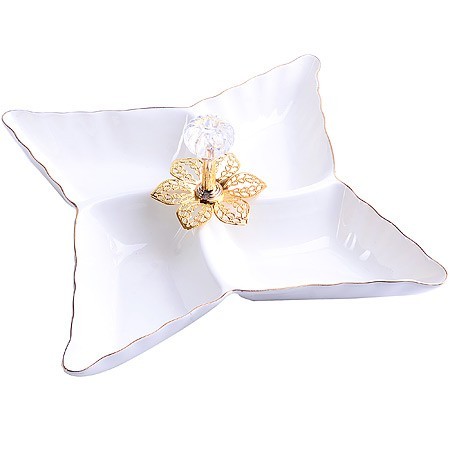 Менажница фарфор 4 секц 20х20х3,5 LR (60046)