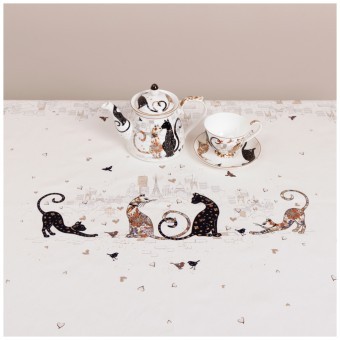 Скатерть "парижские коты" 160х220 см твилл водооталкивающая пропитка Lefard (850-746-21)