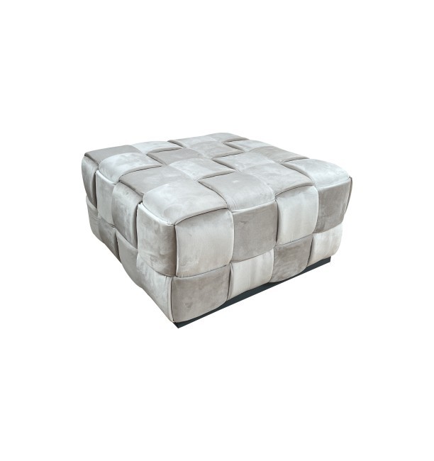 Пуф плетеный, велюр светло-бежевый 60*60*30см (TT-00008841) Пуф плетеный, велюр светло-бежевый 60*60*30см (TT-00008841)