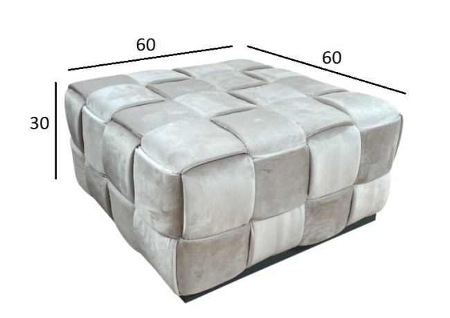 Пуф плетеный, велюр светло-бежевый 60*60*30см (TT-00008841) Пуф плетеный, велюр светло-бежевый 60*60*30см (TT-00008841)