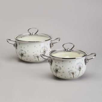 Набор кастрюль эмалированный, серия "dandelion" 4пр. 2,0/2,8л диа.18/20см Agness (943-100)