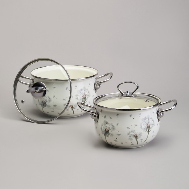 Набор кастрюль эмалированный, серия "dandelion" 4пр. 2,0/2,8л диа.18/20см Agness (943-100) Набор кастрюль эмалированный, серия "dandelion" 4пр. 2,0/2,8л диа.18/20см Agness (943-100)