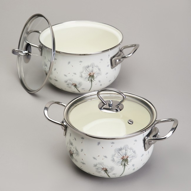 Набор кастрюль эмалированный, серия "dandelion" 4пр. 2,0/2,8л диа.18/20см Agness (943-100) Набор кастрюль эмалированный, серия "dandelion" 4пр. 2,0/2,8л диа.18/20см Agness (943-100)