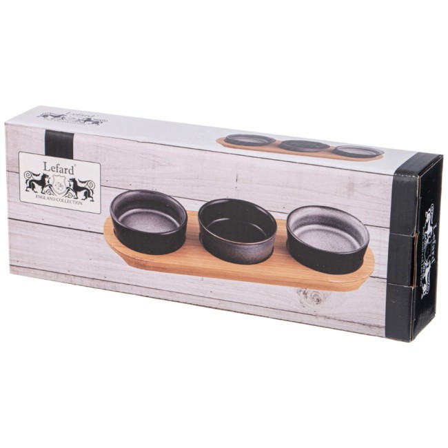 Набор соусников lefard "graphite" 3 шт. 60 мл 26*9,2*3,5 см на дер. подставке Lefard (474-241) Набор соусников lefard "graphite" 3 шт. 60 мл 26*9,2*3,5 см на дер. подставке Lefard (474-241)