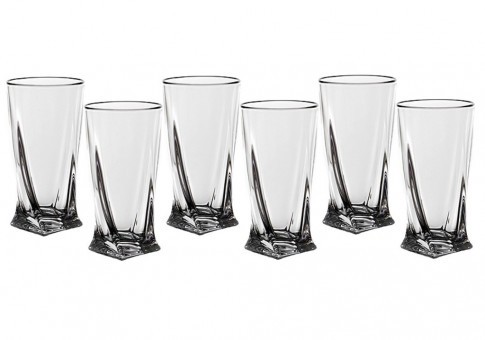 Набор стаканов для сока из 6 шт."квадро" 350 мл.  высота=15 см. Crystal Bohemia (669-020)