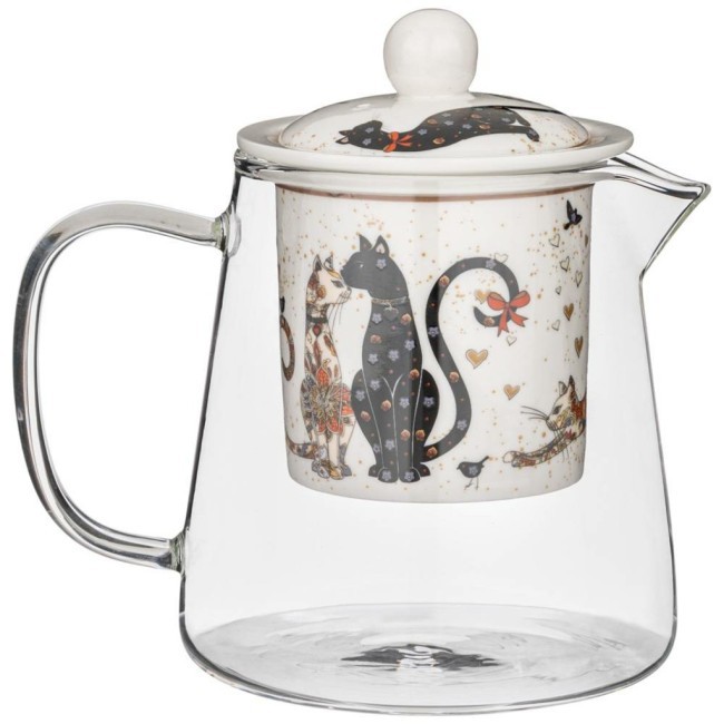 Чайник стеклянный с ситом lefard "парижские коты" 400 мл Lefard (104-834) Чайник стеклянный с ситом lefard "парижские коты" 400 мл Lefard (104-834)