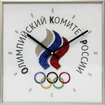 Картина Часы Олимпиада белые с кристаллами Swarovski (2183)
