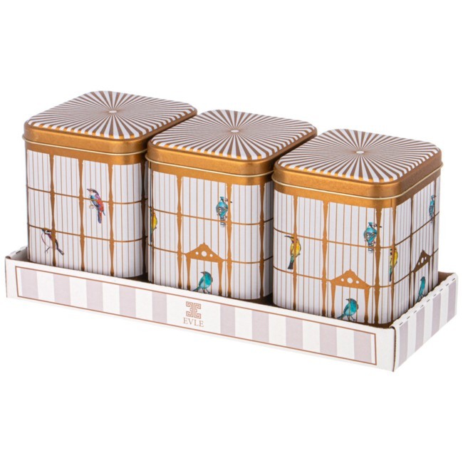 Набор емкостей для хранения "paradise bird" из 3-х штук, 9х9х12,5 см, 1л Agness (949-043)